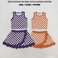 RTS NO MOQ Sibling milk silk Sibling Baby Girls Colorful Checked Vests Scallop Skirt Short Yoga Active Clothes Sets