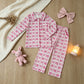 NEW RTS NO MOQ milk silk GLP3423 Adult Women Bows Pumpkins Button Top Pockets Pant Fall Pajamas Sets