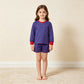 NEW RTS NO MOQ Yoga GLS0157 Baby Girls Red Purple Stripe Shirt Top Short Yoga Active Clothes Set