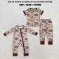 RTS NO MOQ Sibling milk silk Baby Infant Boys Fall Deers Hunting Turkey Bamboo Zip Rompers Set