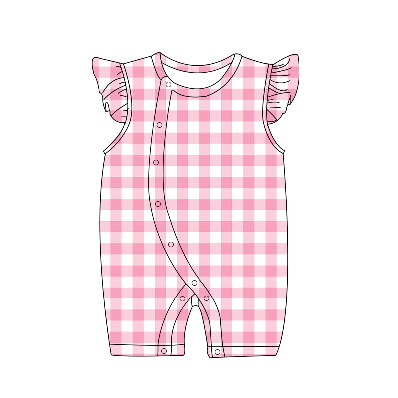 5.16 Pink plaid flying sleeve toddler clothes