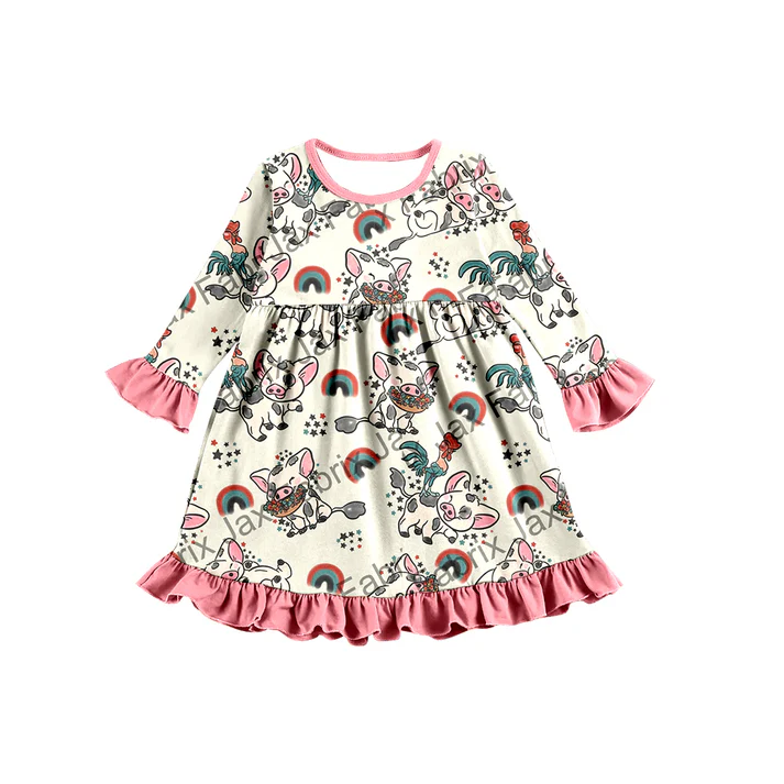 5.13 Cartoon Kitten Girl Long Sleeve Dress