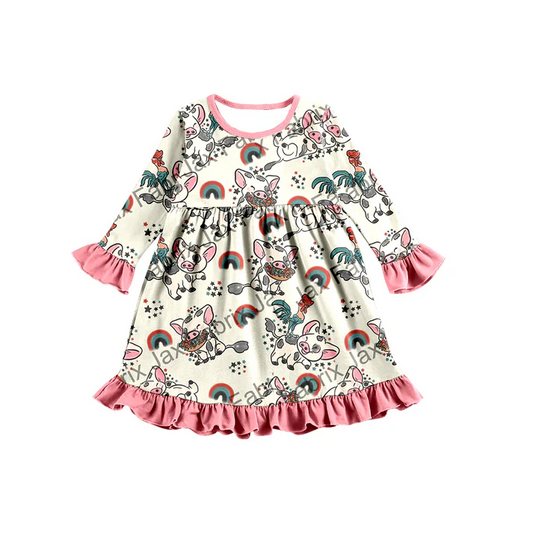 5.13 Cartoon Kitten Girl Long Sleeve Dress