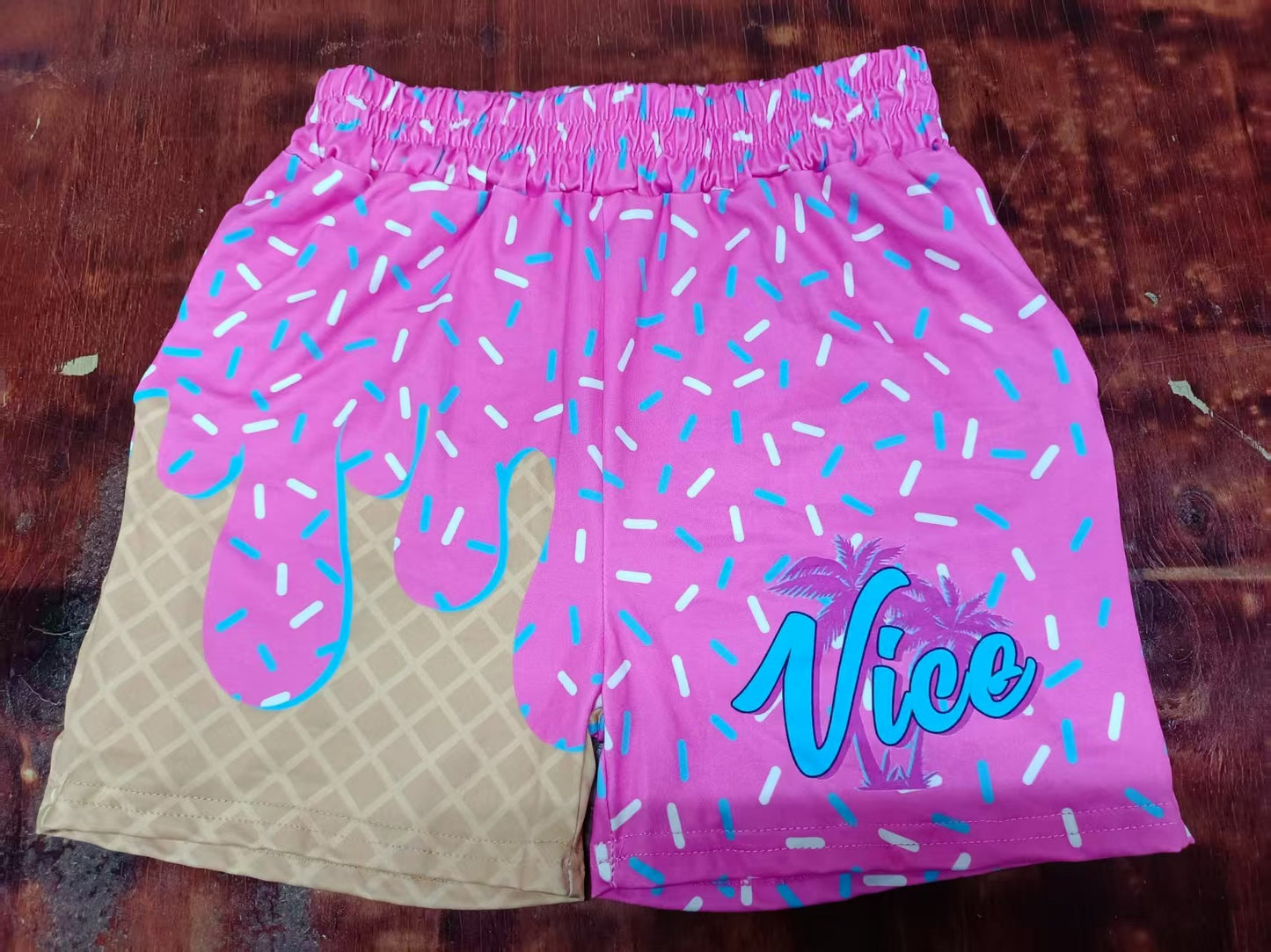 5.9 cartoon pink elastic shorts