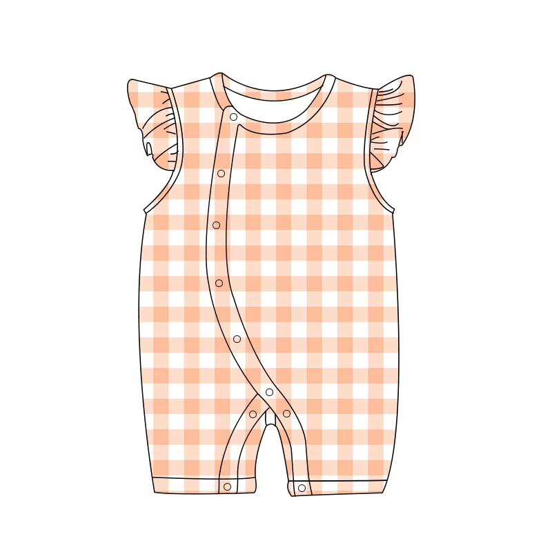 5.16 Orange plaid flying sleeve toddler clothes