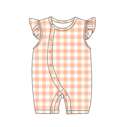 5.16 Orange plaid flying sleeve toddler clothes