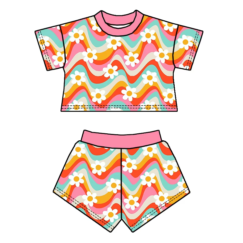 5.20 Rainbow Flower Short Sleeve Suit