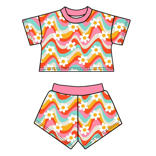 5.20 Rainbow Flower Short Sleeve Suit