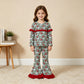 NEW RTS NO MOQ milk silk GLP3452 Baby Girls Santa Green Stripe Print Long Sleeve Top Bell Bottom Flare Pants Christmas Set