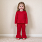 NEW RTS NO MOQ milk silk GLP3749 Baby Girls Red Long Sleeve Shirt Tunic Ruffle Pant Clothes Set