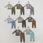 RTS NO MOQ Sibling Baby Boys Embroidery Mama's Boy Camo Top Pockets Pants Clothes Sets