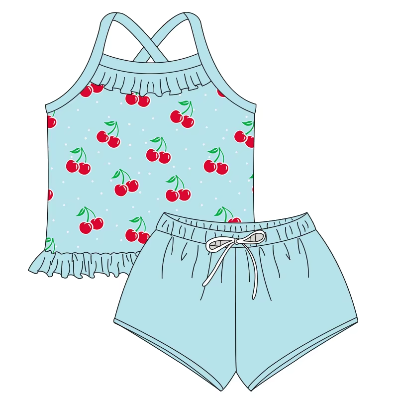 5.20 Cherry blue short-sleeved suit