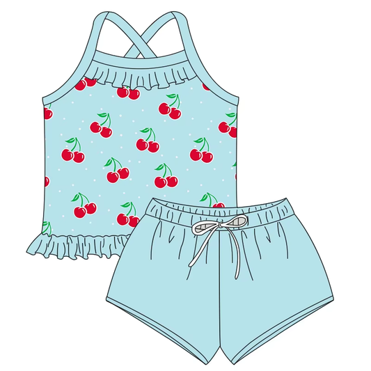 5.20 Cherry blue short-sleeved suit