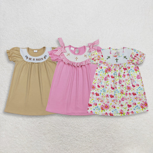 3.28 Sibling Baby Kids Short sleeves He is rise cross kids girls Easter dresses