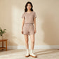 NEW RTS NO MOQ milk silk GSSO2680 Adult Women Khaki Plaid Print Short Sleeve Top Shorts Pajama Outfit