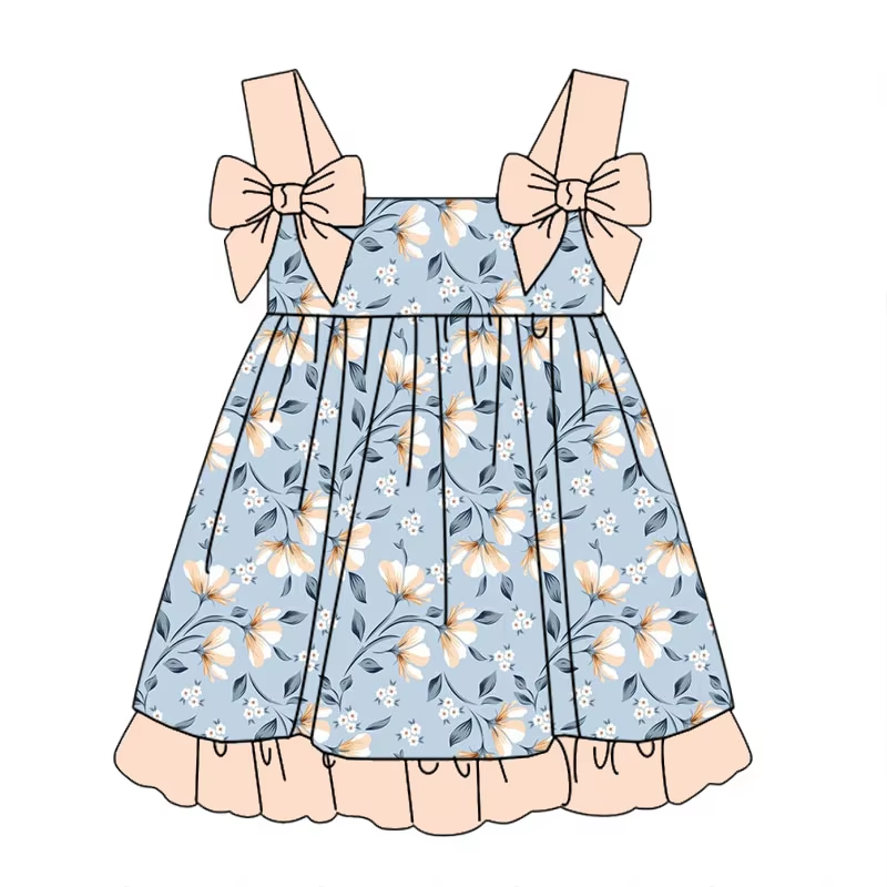5.13 Strapless Blue Flower Over-the-Knee Dress