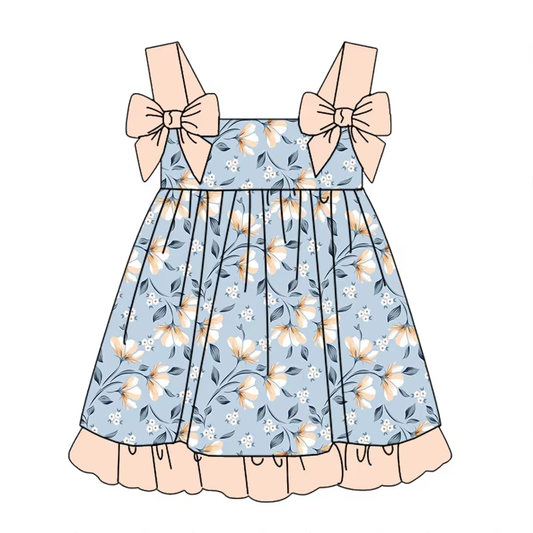 5.13 Strapless Blue Flower Over-the-Knee Dress