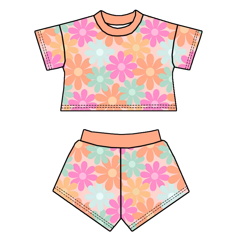 5.20 Flower Color Short Sleeve Suit