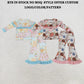 RTS NO MOQ Sibling milk silk Baby Girls Flowers Bows Pumpkins Top Flare Ruffle Pant Fall Clothes Sets