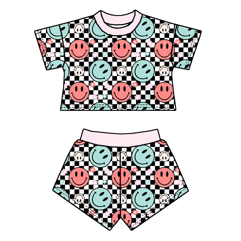 5.20 Smiley Face Plaid Short Sleeve Suit