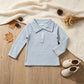 NEW RTS NO MOQ milk silk BT1878 Baby Boys Long Sleeve Light Blue Stripe Zip Pullovers Top