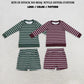 RTS NO MOQ Sibling yoga Baby Girls Long Sleeves Stripe Top Short Yoga Active Clothes Sets