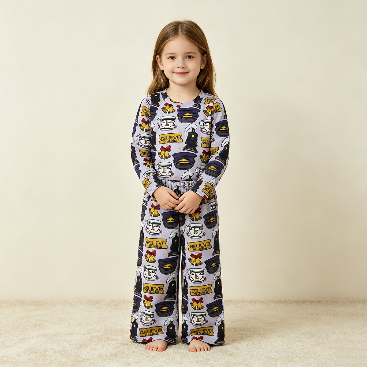 NEW RTS NO MOQ milk silk GLP3641 Baby Girls Believe in Jesus Top Pockets Flare Pant Clothes Set