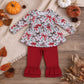 RTS NO MOQ milk silk GLP3541 Baby Girls Red Green Checked Bows Holly Tunic Ruffle Pant Christmas Clothes Set