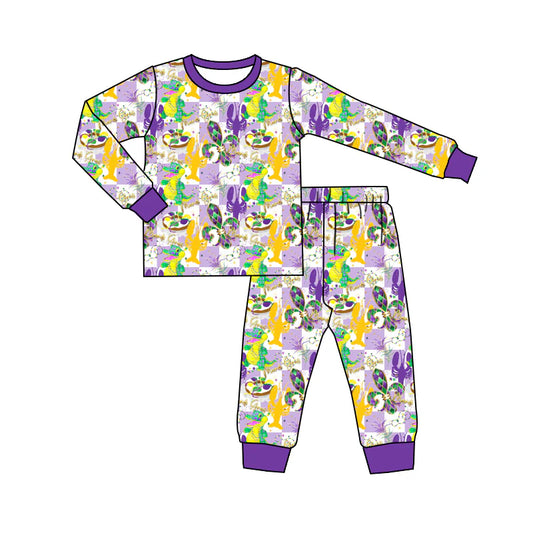 X1.13 Preorder (moq 5)Baby Boys Anchors Crayfishes Checked Top Pants Mardigras Pajamas Sets
