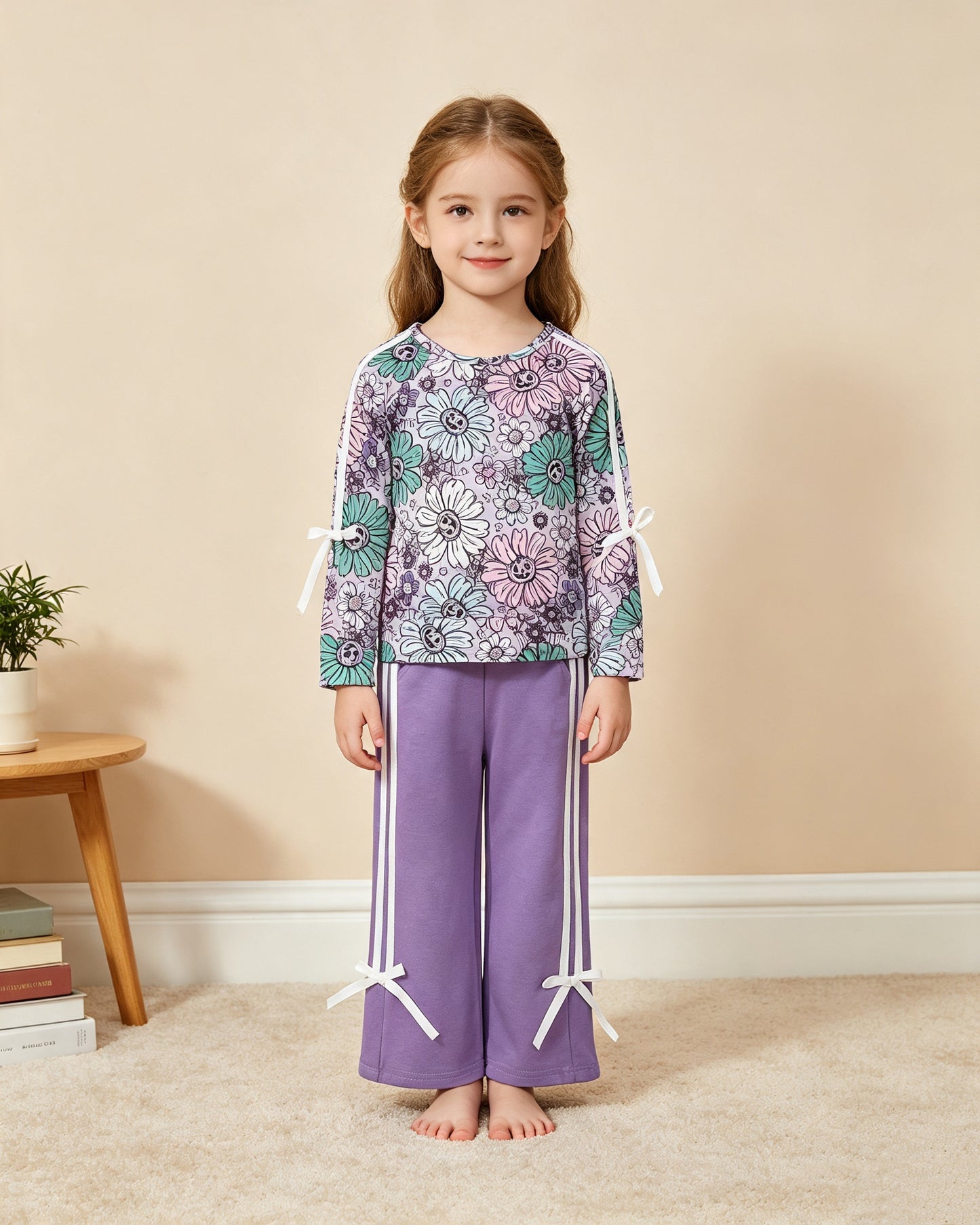 NEW RTS NO MOQ milk silk GLP3353 Baby Girls Ghost Pumpkins Flowers Top Pockets Bows Pant Halloween Clothes Sets