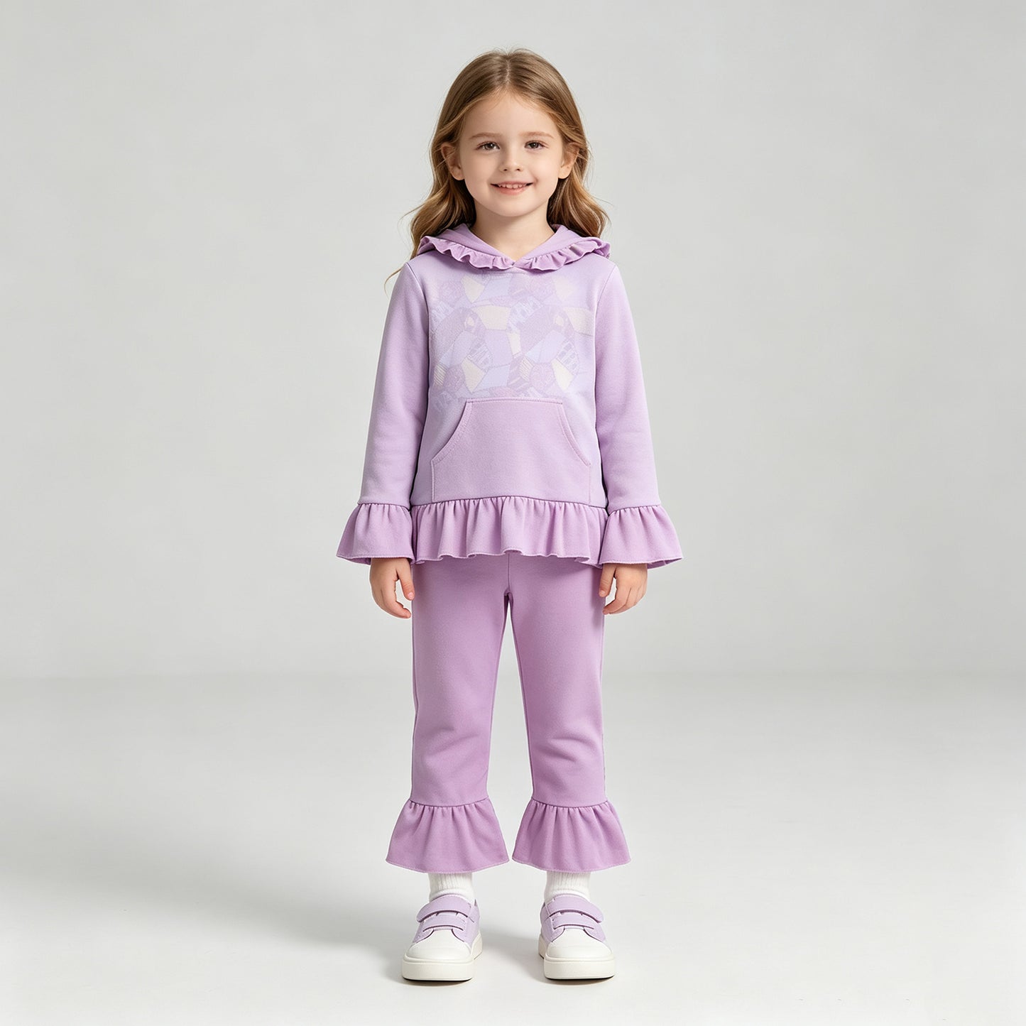 NEW RTS NO MOQ milk silk GLP3381 Baby Girls Halloween Magic Patchwork Pocket Hoodies Ruffle Pant Cloths Sets