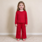 NEW RTS NO MOQ cotton GLP2964 Baby Girls Red Long Sleeve Top Pockets Pants Scallop Clothes Sets