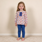 NEW RTS NO MOQ milk silk GLP3522 Baby Girls Red Blue Flowers Button Tunic Leggings Fall Clothes Sets