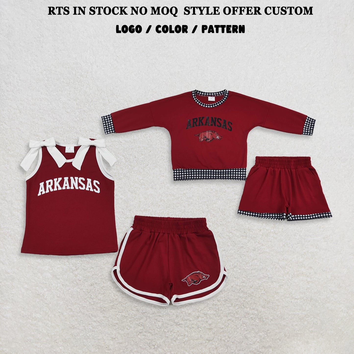 RTS NO MOQ Sibling milk silk Baby Boys Long Sleeve Top Pockets Short Team Clothes Set Girls Bows Top Short Team Clothes Sets