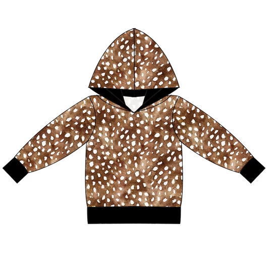 6.25 Polka Dot Brown Hooded Long Sleeve Top