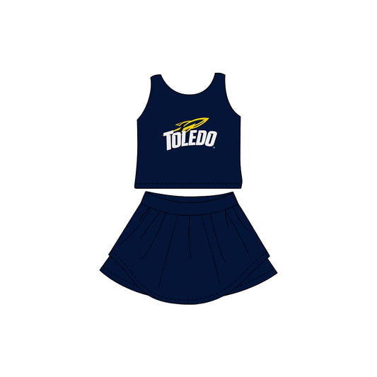 7.3Preorder (moq 5)Baby Girls Navy Toledo Sleeveless Top Skorts Team Sets