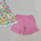 4.3 GSSO3034 Baby Girls Strap Colorful Flowers Tunic Ruffle Shorts Clothes Sets