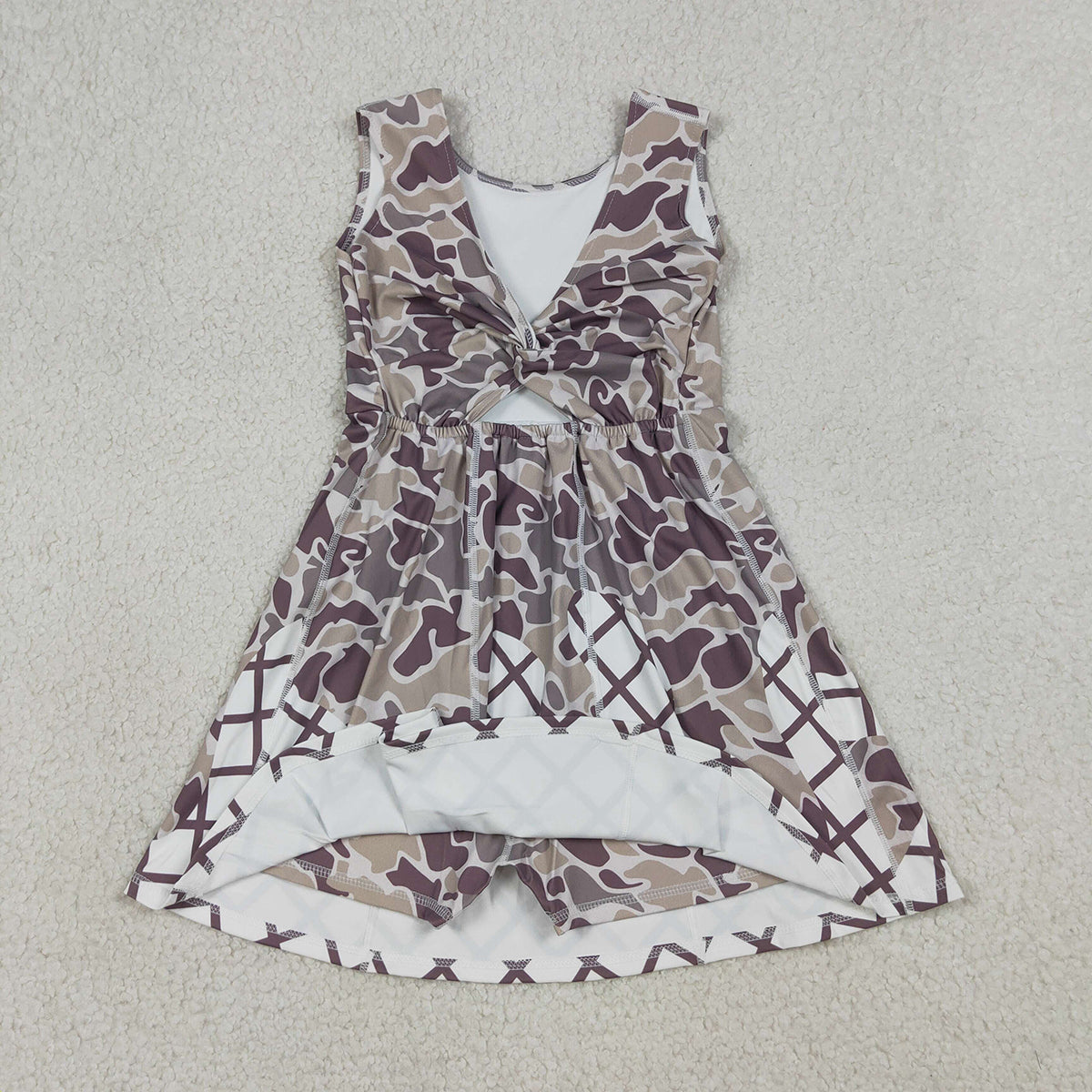 3.31 GSD2819 Baby Girls Southern Grey Camo Drip Team Shorts Yoga Knee Length Dresses