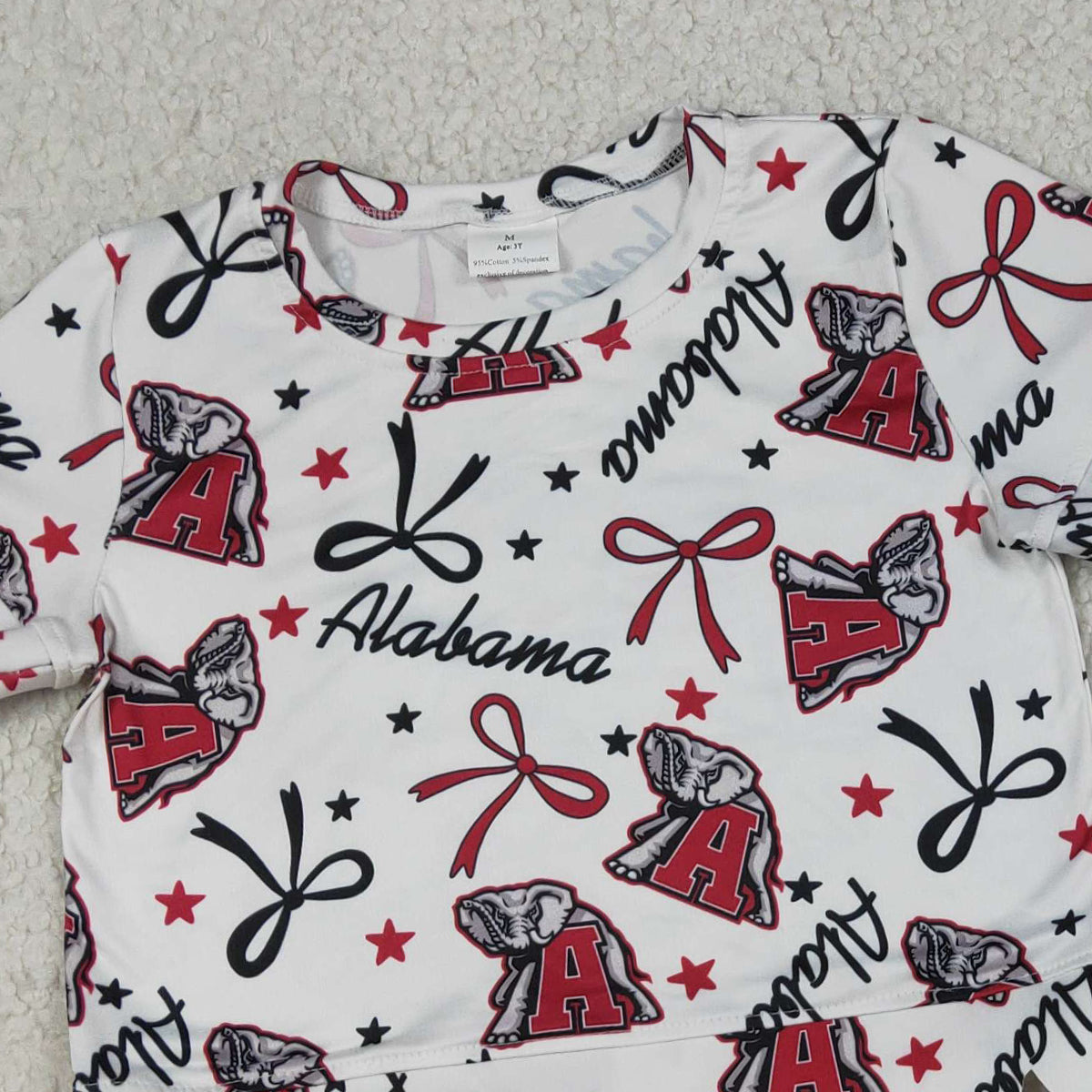 GSSO3253 Baby Girls Star Bows A Elephants Top Scallop Shorts Team Clothes Sets