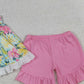 4.3 GSSO3034 Baby Girls Strap Colorful Flowers Tunic Ruffle Shorts Clothes Sets