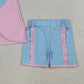 4.1 GSSO3462  Baby Girls Pink Sleeveless Back Bows Tunic Ruffle Shorts Clothes Sets