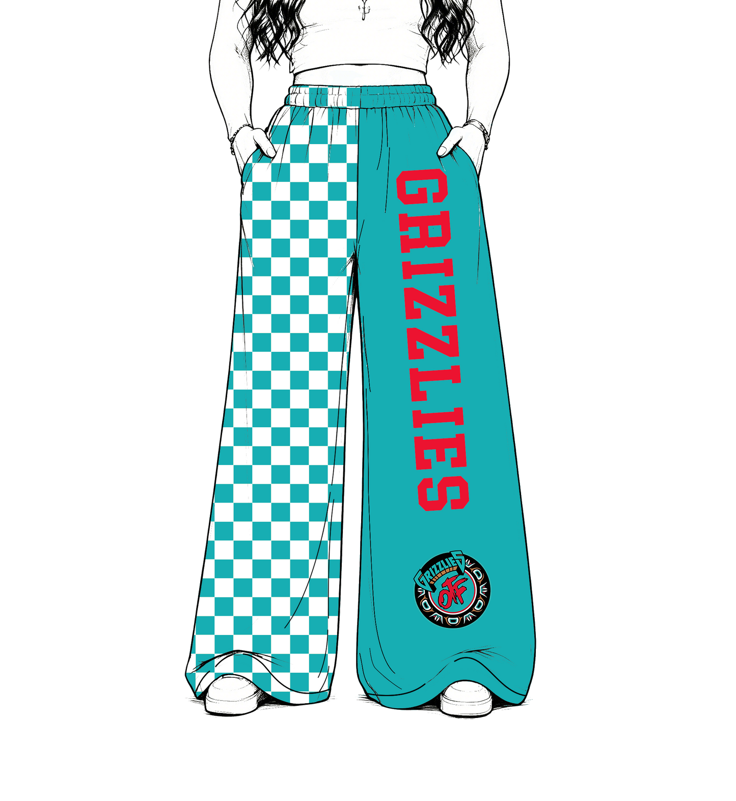 custom moq 5 mix size MSD0703 Baby Kids Mascot Logo Checkered Letter print  Patchwork Team Flare Pant Casual Bottom