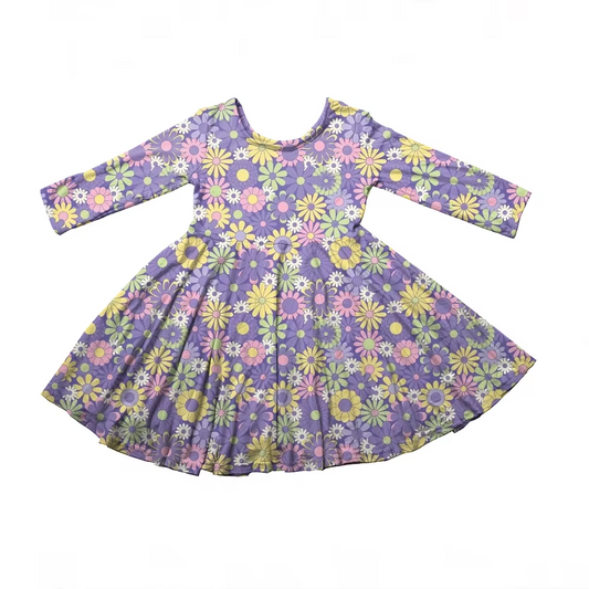 6.19 Purple flower long-sleeved dress