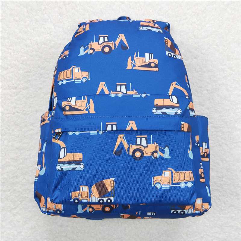 BA0169 Engineering truck truck excavator navy blue backpack