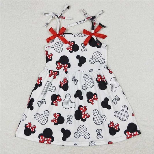 GSD0855 Mickey and Minnie white suspender dress