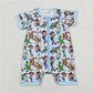 SR1274 Toy Story Cartoon White Cloud Blue Zipper Short Sleeve Jumpsuit