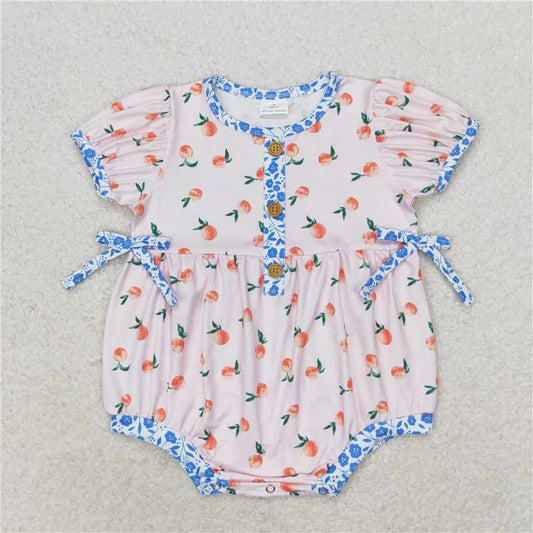 SR1425 Peach blue floral pink short-sleeved jumpsuit