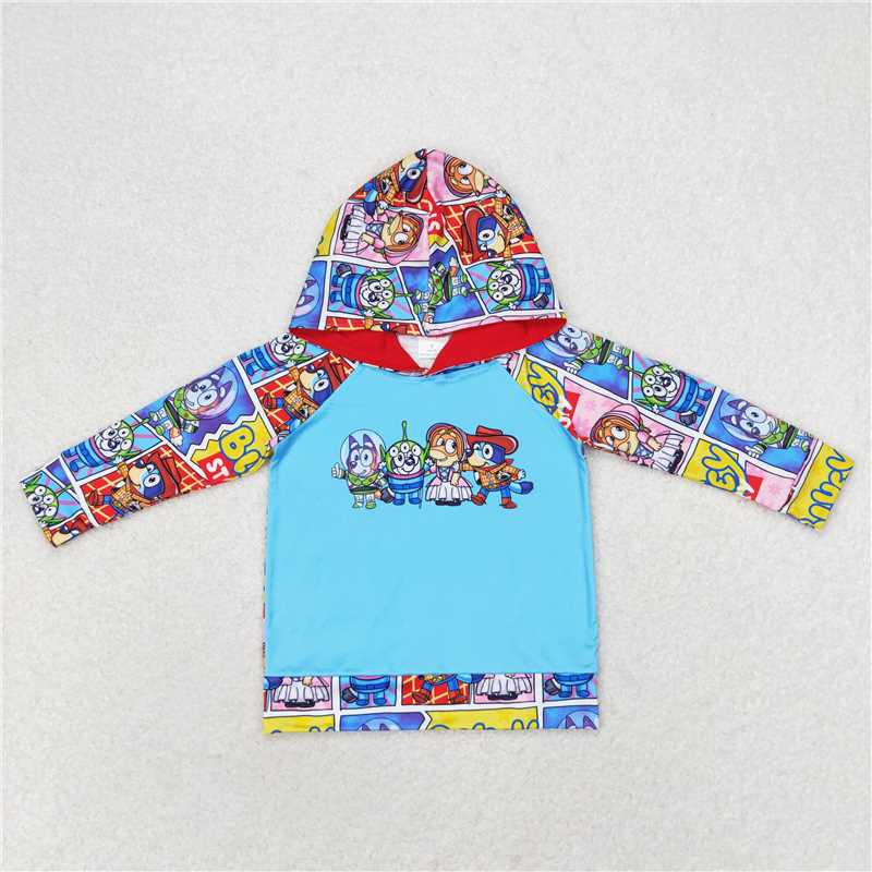 BT0715 bluey story blue hooded long-sleeved top