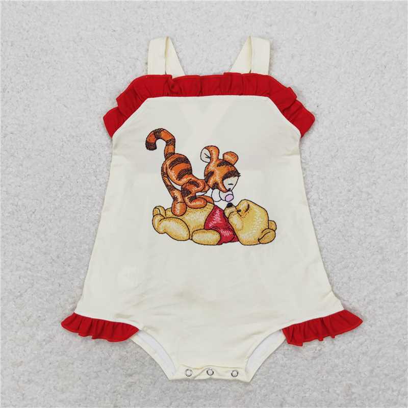 SR1705 Winnie the Pooh red lace bow beige vest jumpsuit