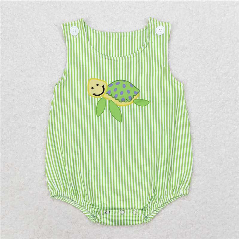 SR1093 Tortoise green striped vest bodysuit